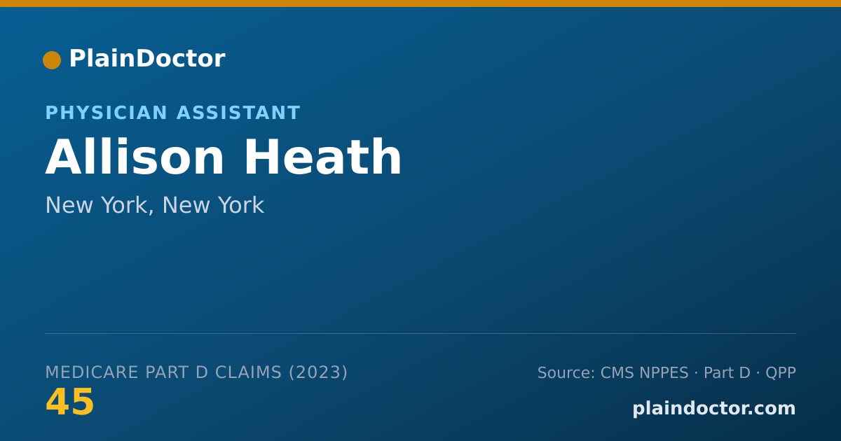Shareable card for Allison Heath - Physician Assistant, New York, NY