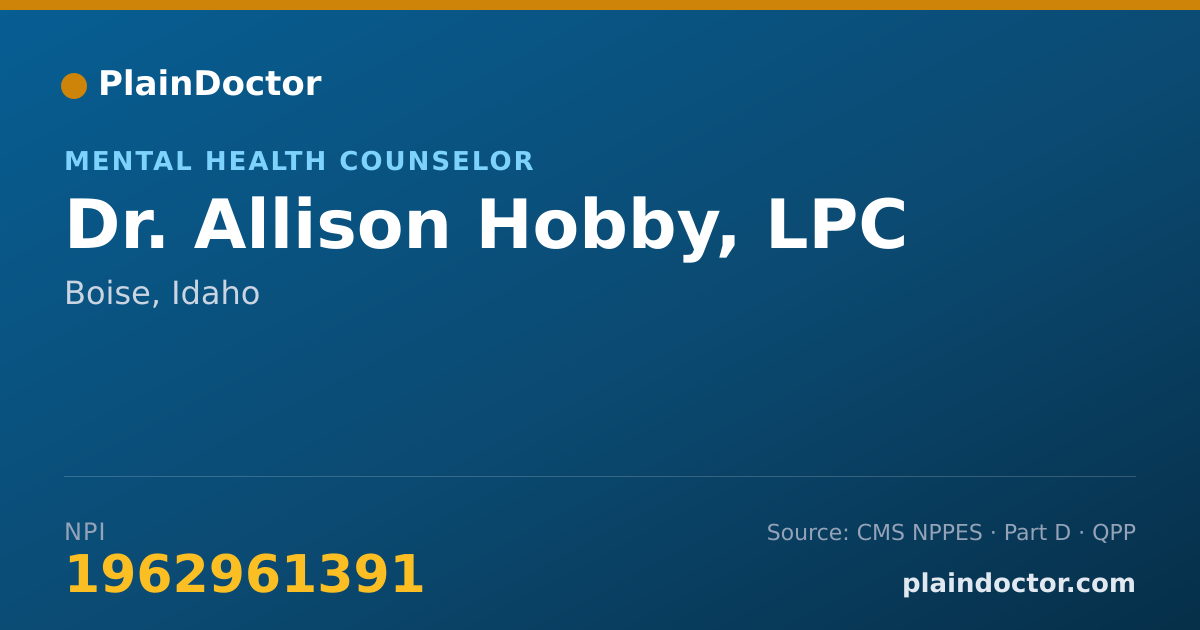 Shareable card for Allison Hobby, LPC - Mental Health Counselor, Boise, ID