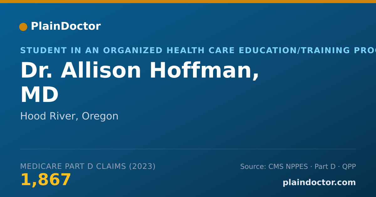 Shareable card for Allison Hoffman, MD - Student in an Organized Health Care Education/Training Program, Hood River, OR