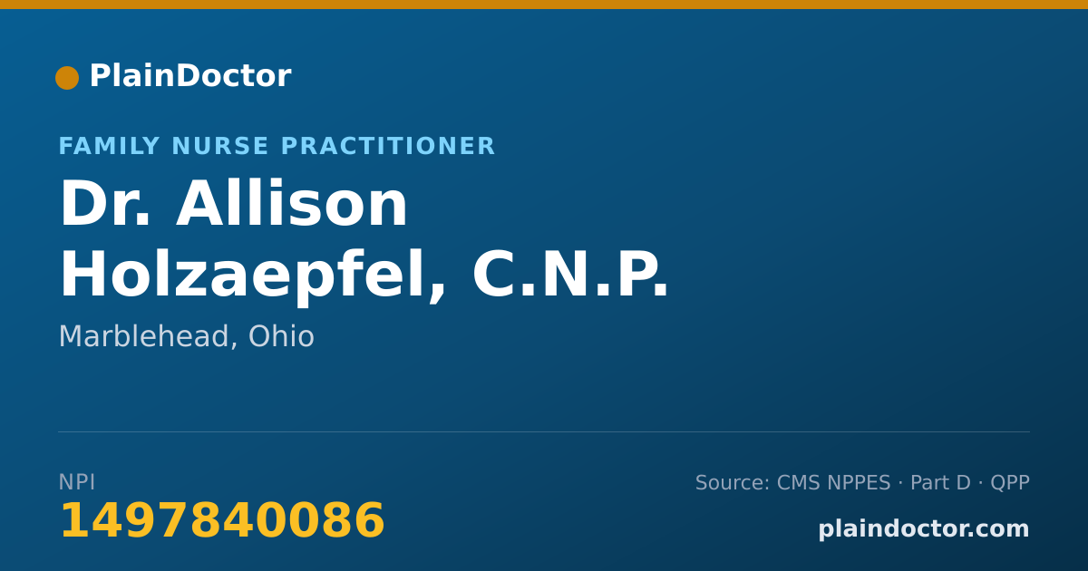 Shareable card for Allison Holzaepfel, C.N.P. - Family Nurse Practitioner, Marblehead, OH