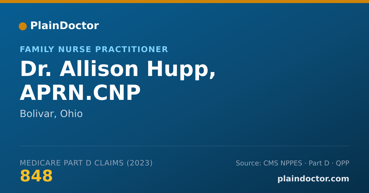 Shareable card for Allison Hupp, APRN.CNP - Family Nurse Practitioner, Bolivar, OH