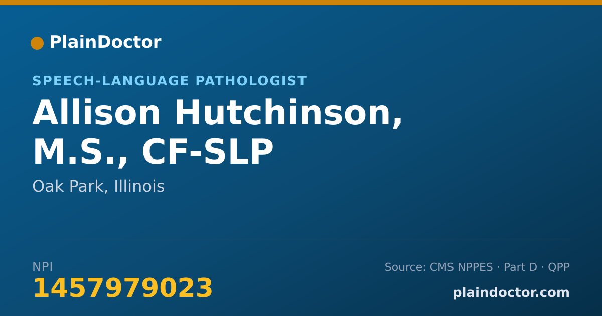 Shareable card for Allison Hutchinson, M.S., CF-SLP - Speech-Language Pathologist, Oak Park, IL