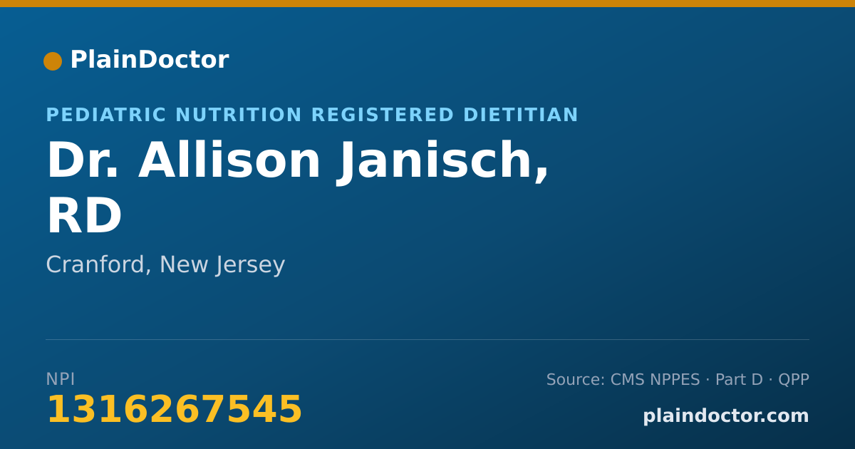 Shareable card for Allison Janisch, RD - Pediatric Nutrition Registered Dietitian, Cranford, NJ