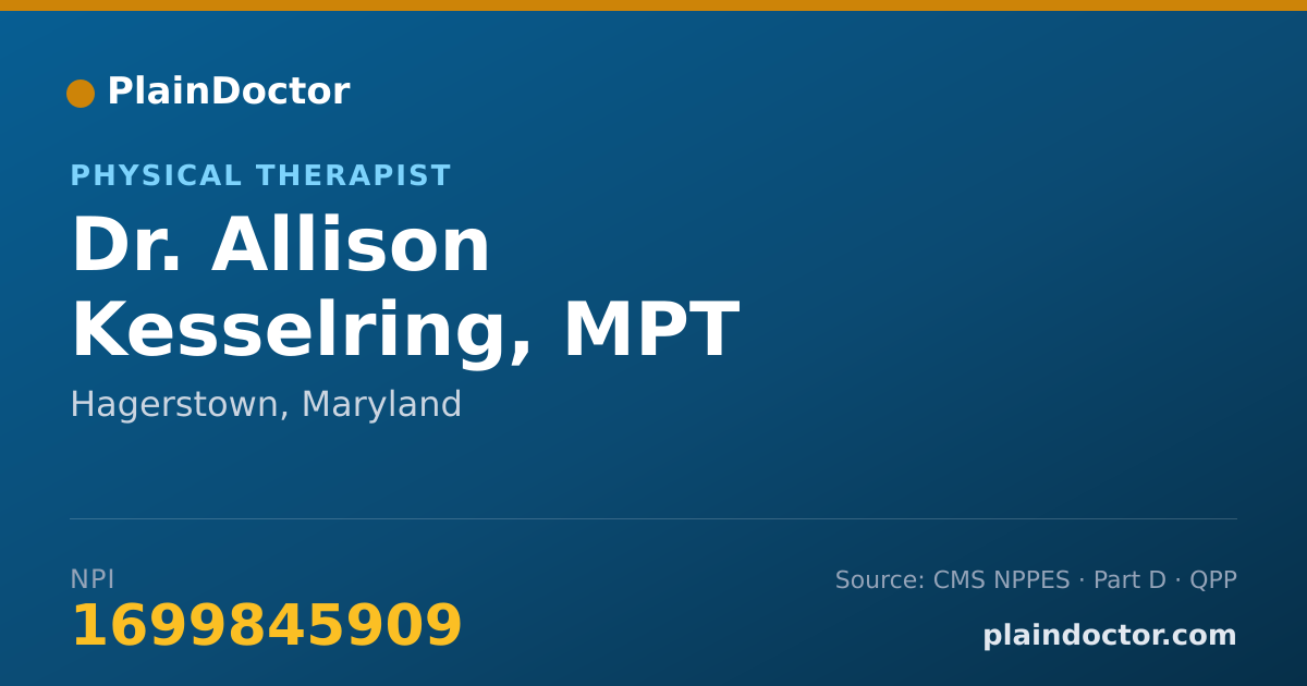 Shareable card for Allison Kesselring, MPT - Physical Therapist, Hagerstown, MD