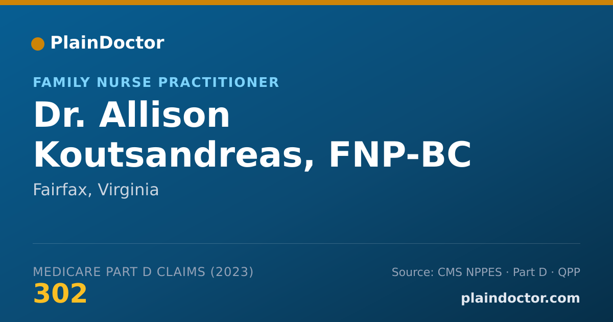 Shareable card for Allison Koutsandreas, FNP-BC - Family Nurse Practitioner, Fairfax, VA