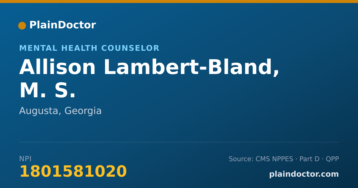 Shareable card for Allison Lambert-Bland, M. S. - Mental Health Counselor, Augusta, GA