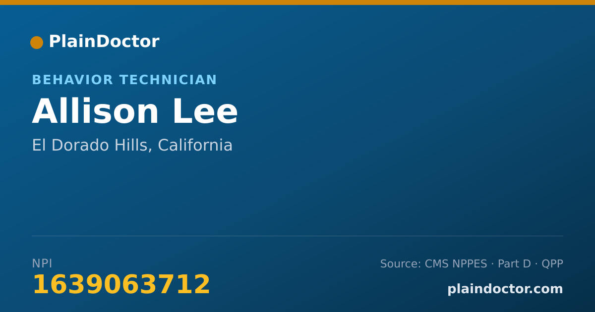Shareable card for Allison Lee - Behavior Technician, El Dorado Hills, CA