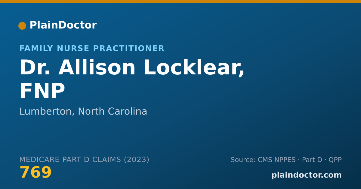 Shareable card for Allison Locklear, FNP - Family Nurse Practitioner, Lumberton, NC