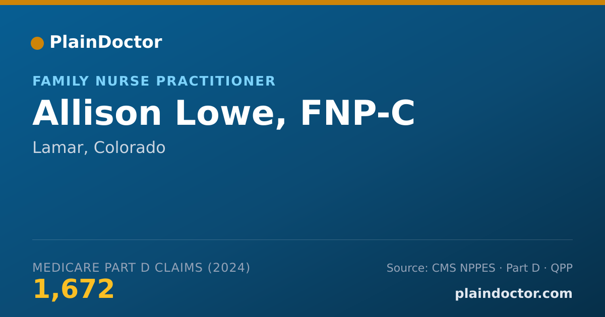 Shareable card for Allison Lowe, FNP-C - Family Nurse Practitioner, Lamar, CO