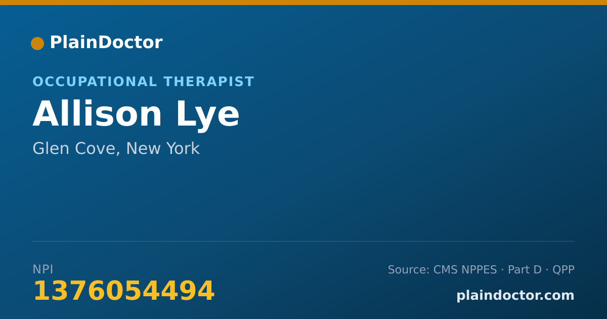 Shareable card for Allison Lye - Occupational Therapist, Glen Cove, NY