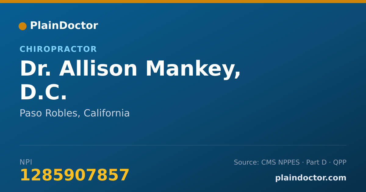 Shareable card for Allison Mankey, D.C. - Chiropractor, Paso Robles, CA