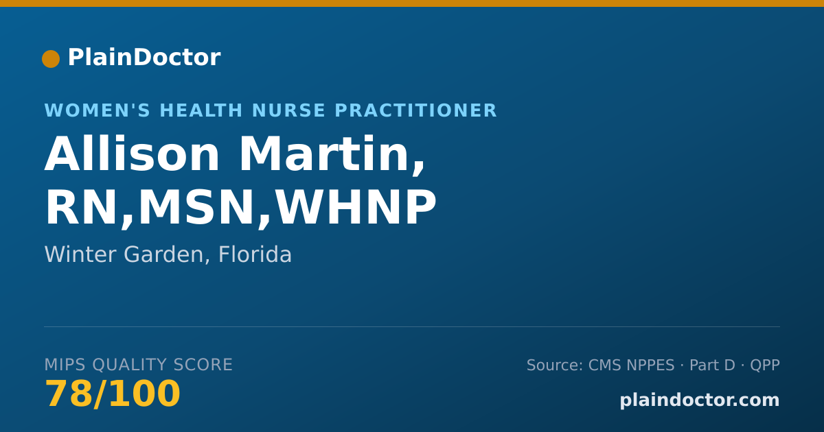 Shareable card for Allison Martin, RN,MSN,WHNP - Women's Health Nurse Practitioner, Altamonte Springs, FL