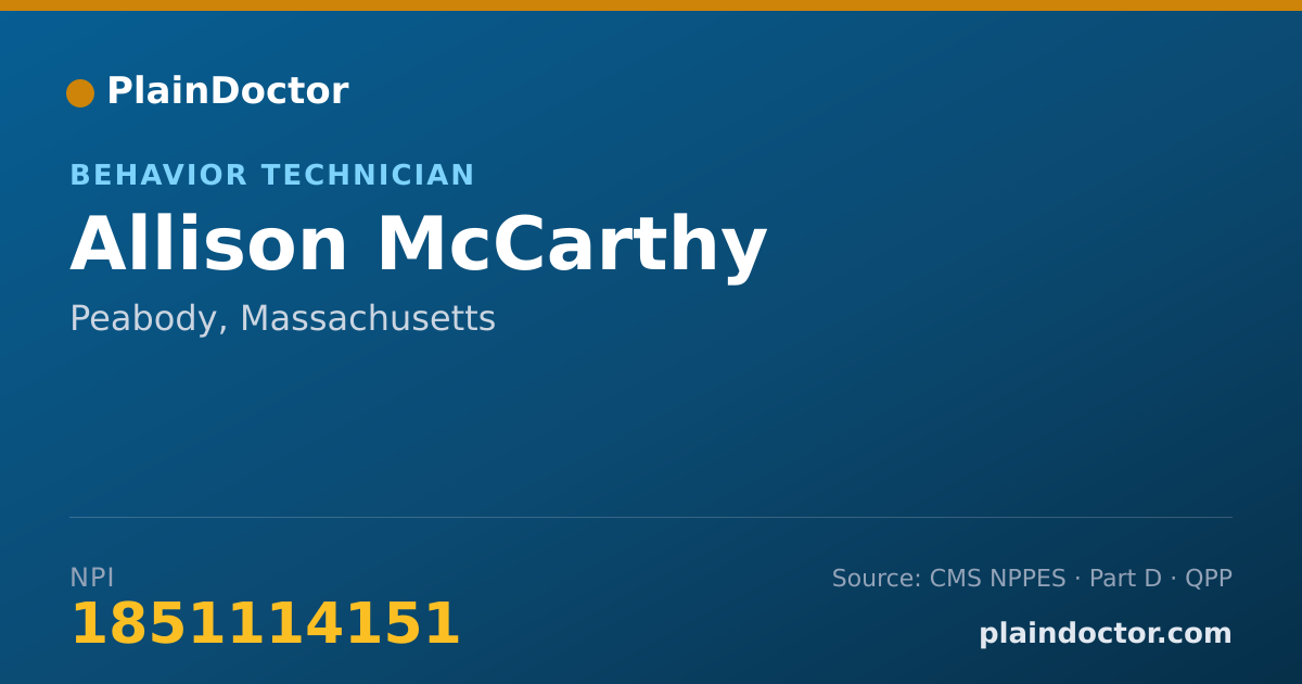 Shareable card for Allison McCarthy - Behavior Technician, Peabody, MA