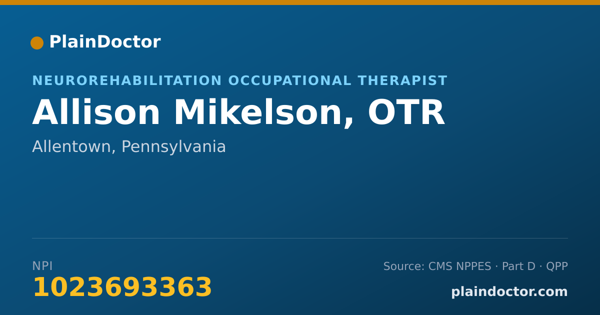Shareable card for Allison Mikelson, OTR - Neurorehabilitation Occupational Therapist, Allentown, PA