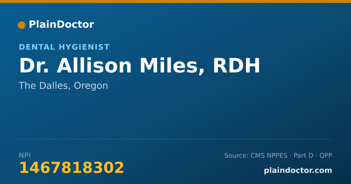 Shareable card for Allison Miles, RDH - Dental Hygienist, The Dalles, OR