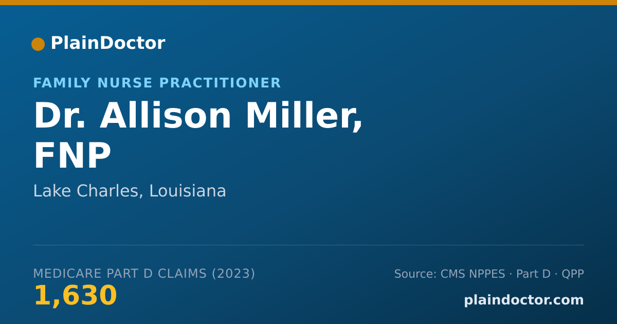 Shareable card for Allison Miller, FNP - Family Nurse Practitioner, Lake Charles, LA