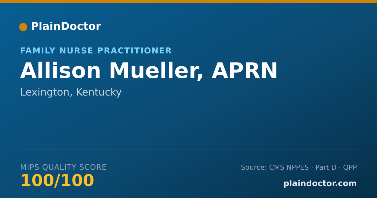 Shareable card for Allison Mueller, APRN - Family Nurse Practitioner, Lexington, KY