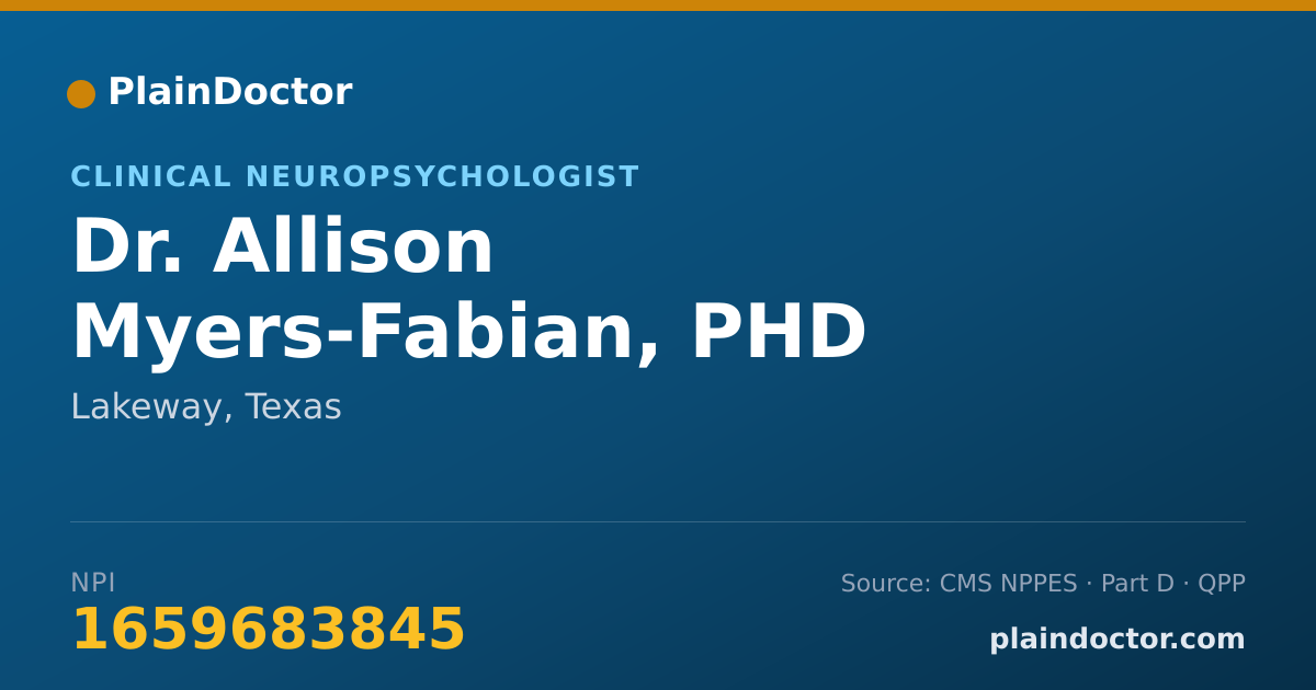 Shareable card for Allison Myers-Fabian, PHD - Clinical Neuropsychologist, Lakeway, TX
