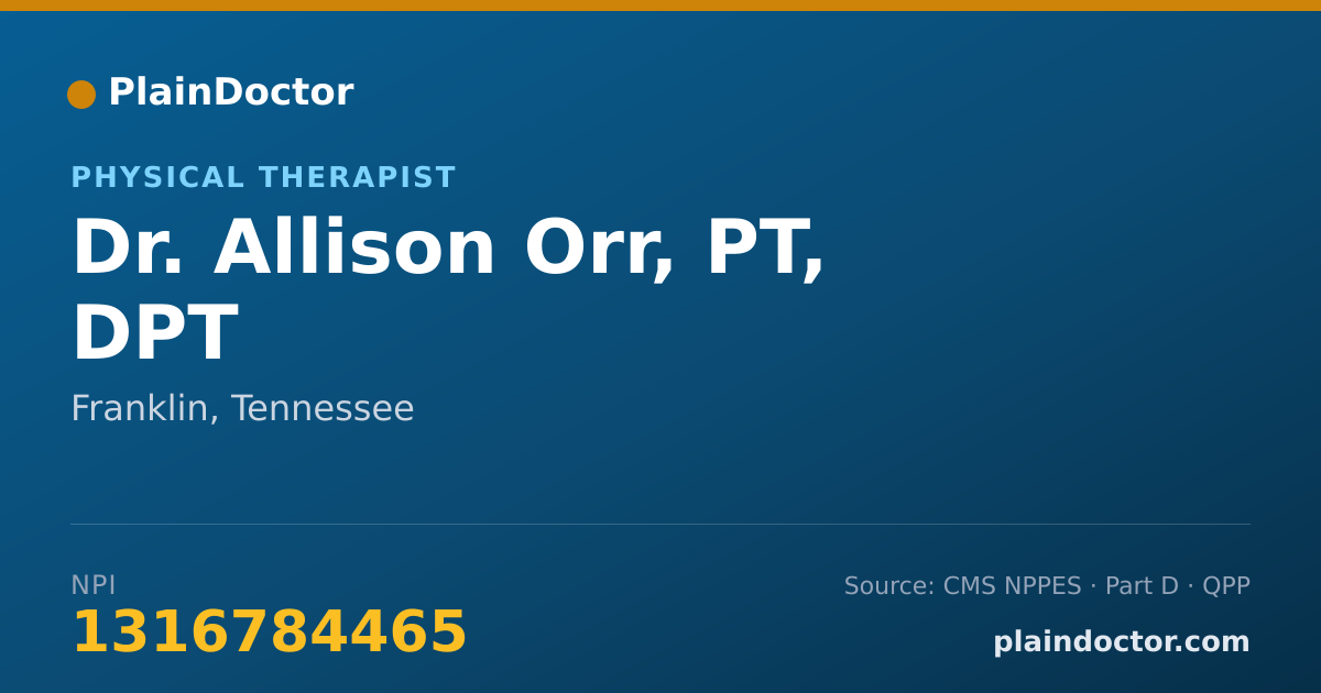 Shareable card for Allison Orr, PT, DPT - Physical Therapist, Franklin, TN