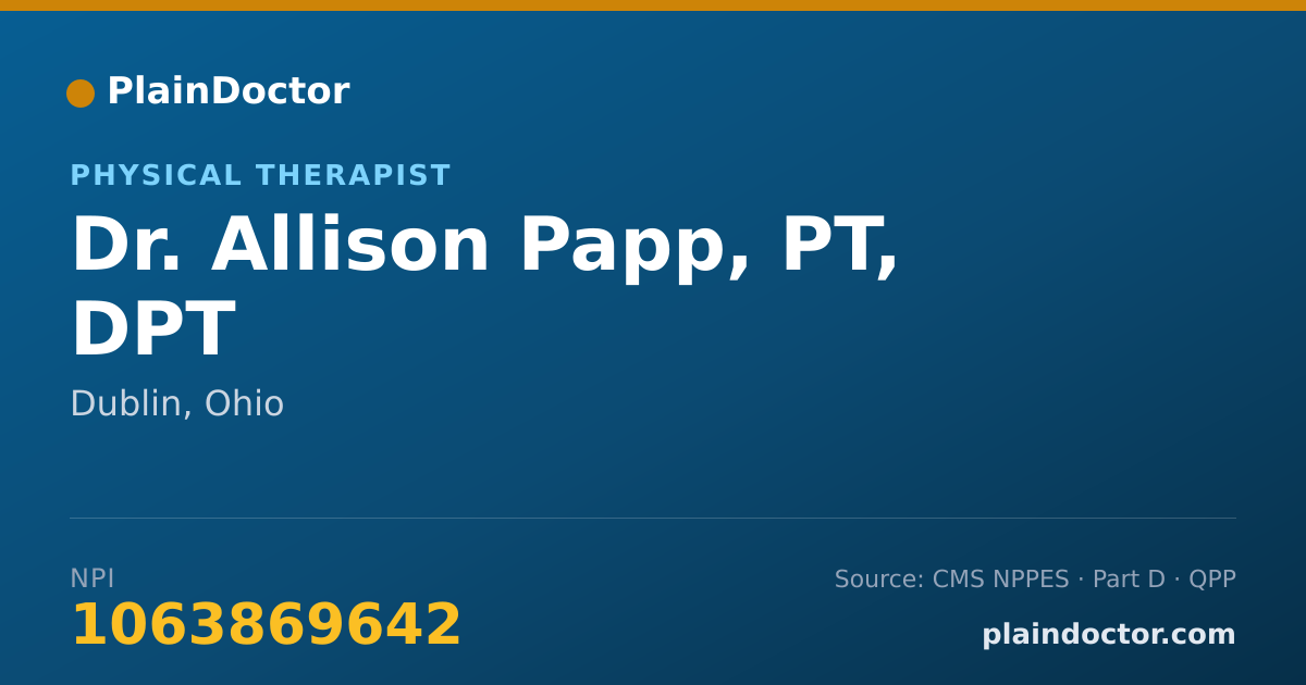 Shareable card for Allison Papp, PT, DPT - Physical Therapist, Dublin, OH
