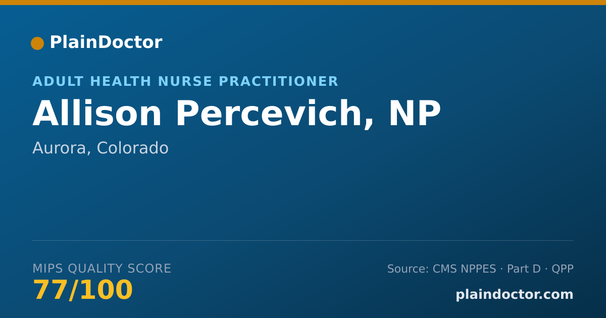 Shareable card for Allison Percevich, NP - Acute Care Nurse Practitioner, Aurora, CO