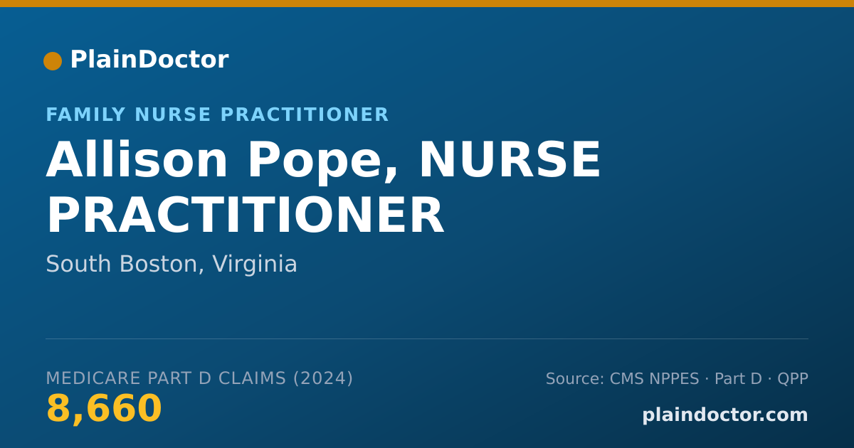 Shareable card for Allison Pope, NURSE PRACTITIONER - Family Nurse Practitioner, South Boston, VA