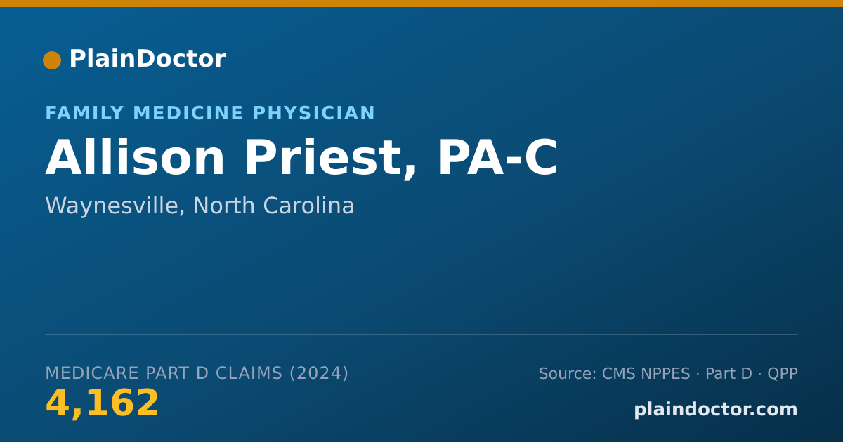 Shareable card for Allison Priest, PA-C - Family Medicine Physician, Waynesville, NC