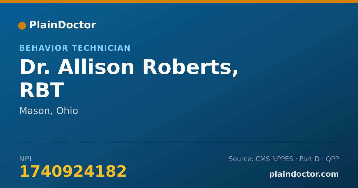 Shareable card for Allison Roberts, RBT - Behavior Technician, Mason, OH
