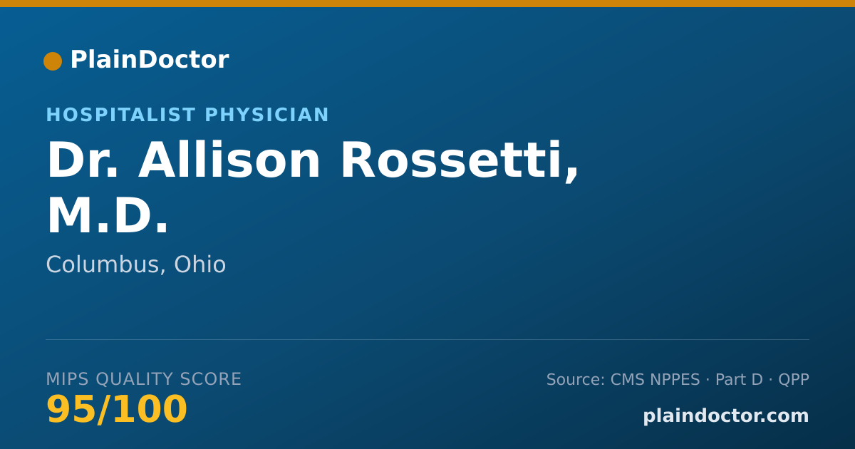 Shareable card for Allison Rossetti, M.D. - Hospitalist Physician, Columbus, OH