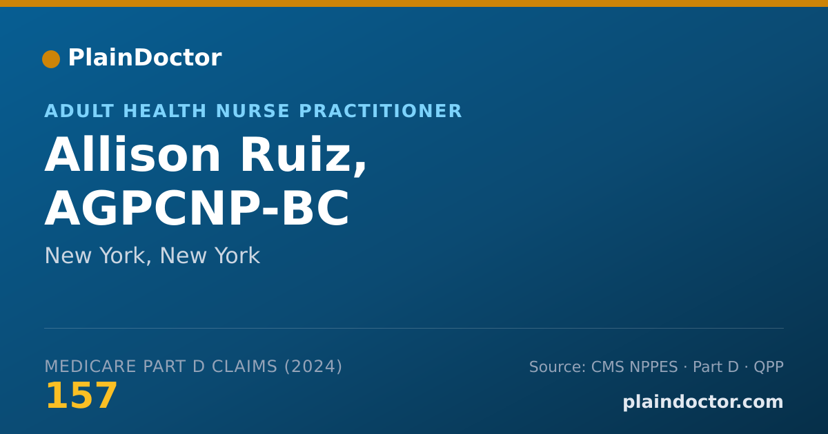 Shareable card for Allison Ruiz, AGPCNP-BC - Adult Health Nurse Practitioner, New York, NY