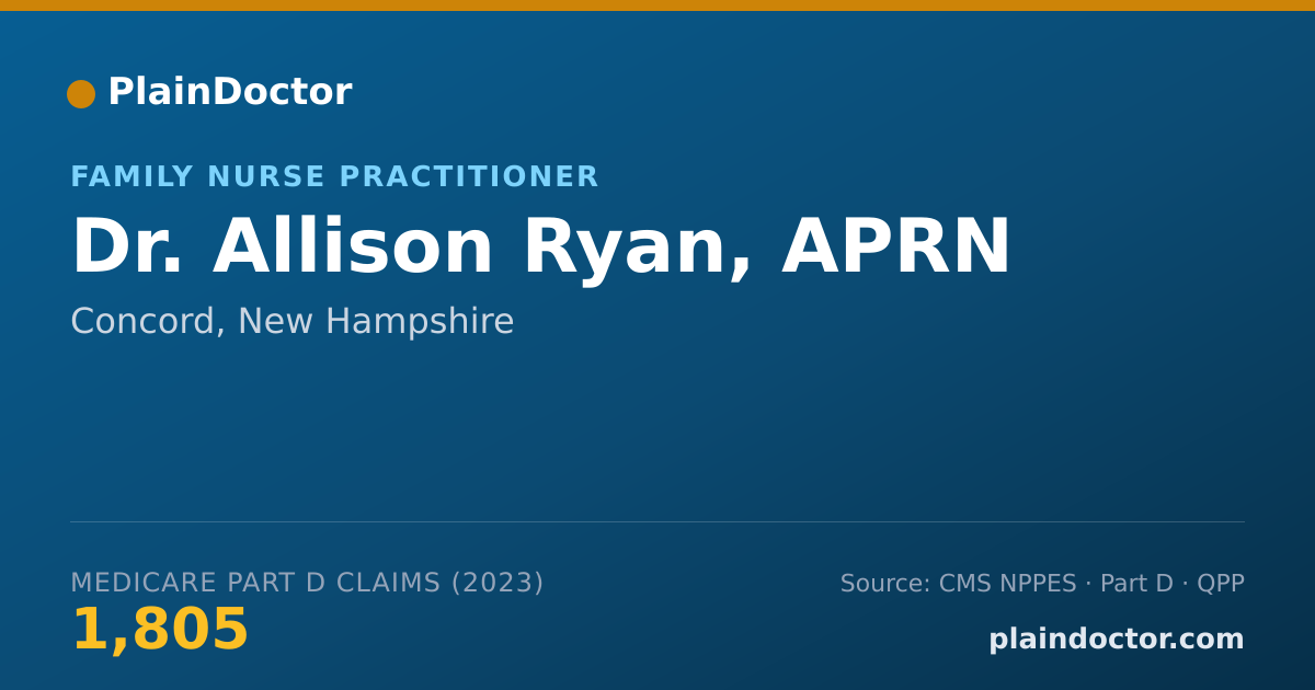 Shareable card for Allison Ryan, APRN - Family Nurse Practitioner, Concord, NH