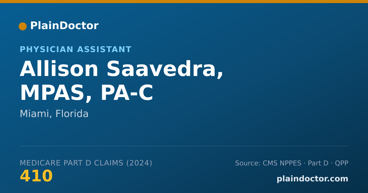 Shareable card for Allison Saavedra, MPAS, PA-C - Physician Assistant, Miami, FL