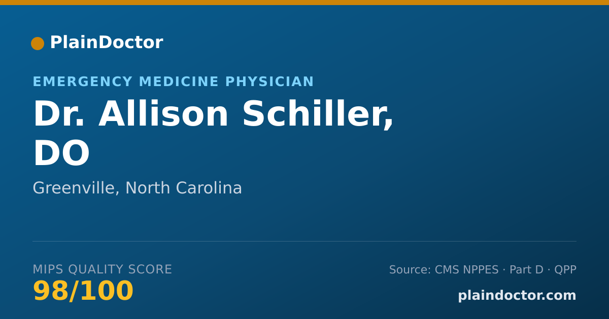 Shareable card for Allison Schiller, DO - Emergency Medicine Physician, Greenville, NC