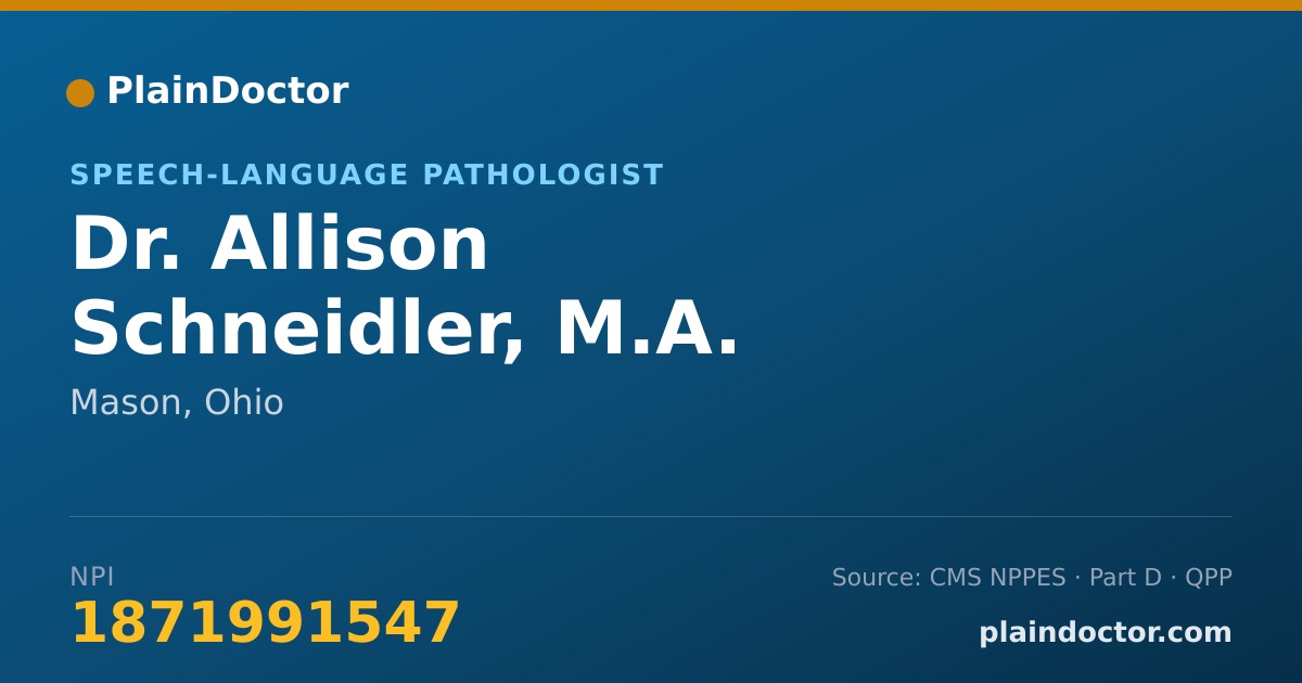 Shareable card for Allison Schneidler, M.A. CCC-SLP - Speech-Language Pathologist, Mason, OH