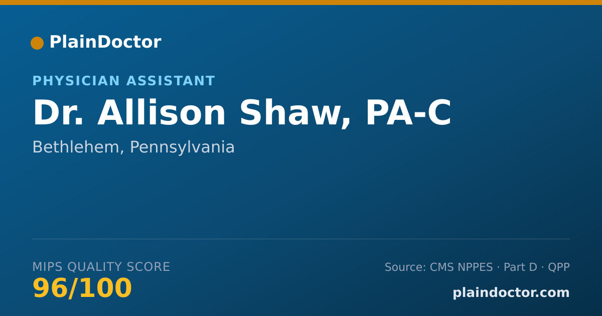 Shareable card for Allison Shaw, PA-C - Physician Assistant, Bethlehem, PA