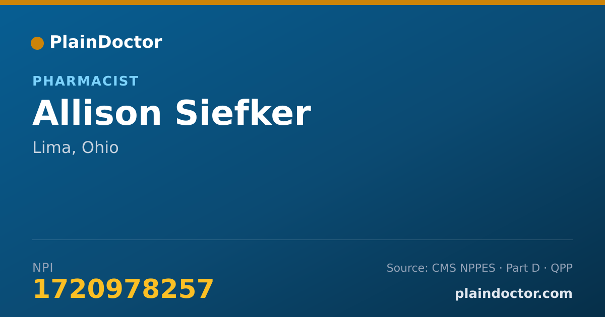 Shareable card for Allison Siefker - Pharmacist, Lima, OH