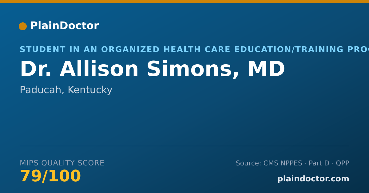 Shareable card for Allison Simons, MD - Student in an Organized Health Care Education/Training Program, Paducah, KY