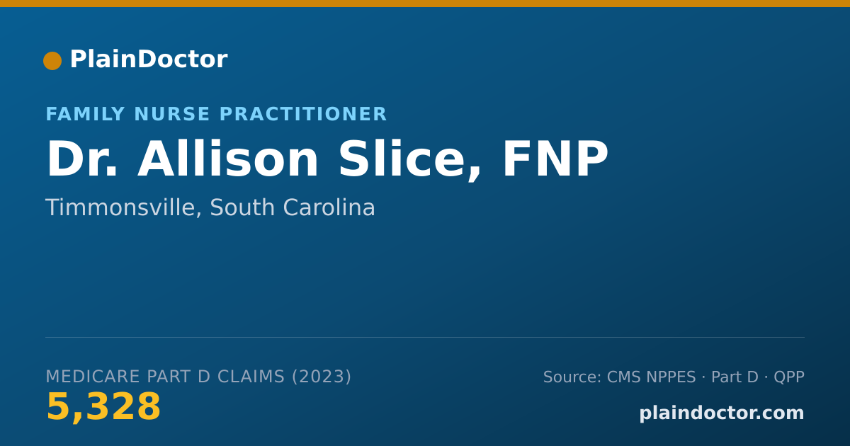 Shareable card for Allison Slice, FNP - Family Nurse Practitioner, Timmonsville, SC
