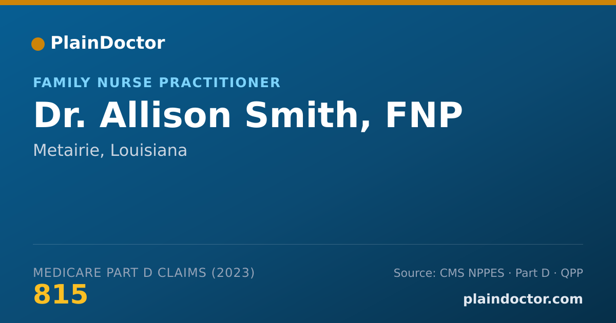 Shareable card for Allison Smith, FNP - Family Nurse Practitioner, Metairie, LA