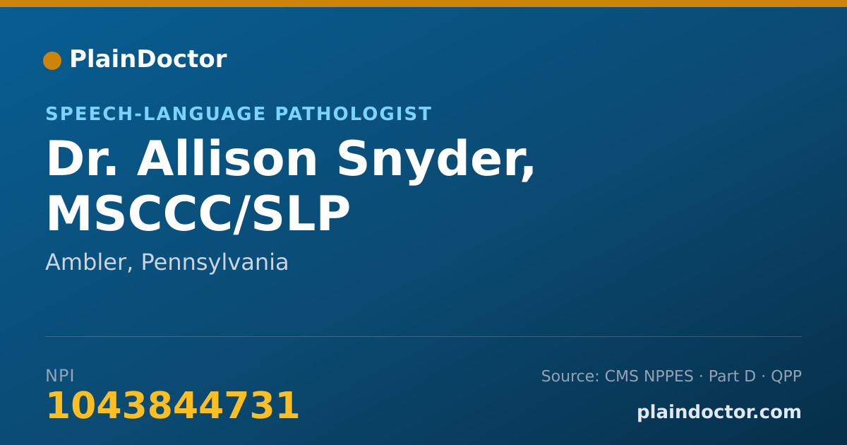 Shareable card for Allison Snyder, MSCCC/SLP - Speech-Language Pathologist, Ambler, PA
