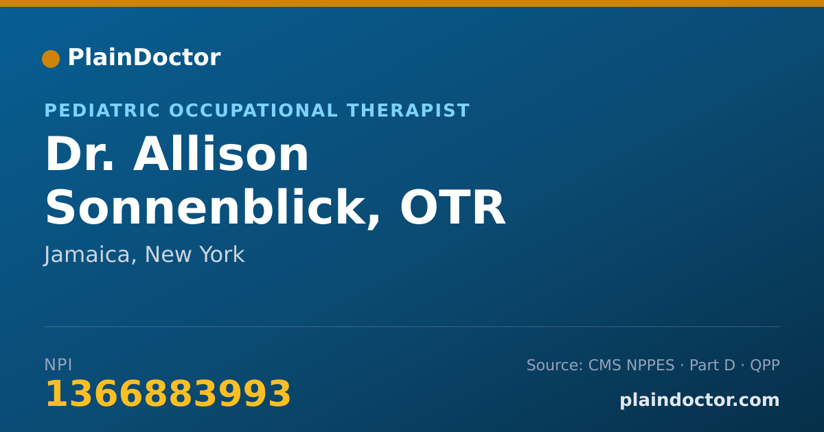 Shareable card for Allison Sonnenblick, OTR - Pediatric Occupational Therapist, Jamaica, NY