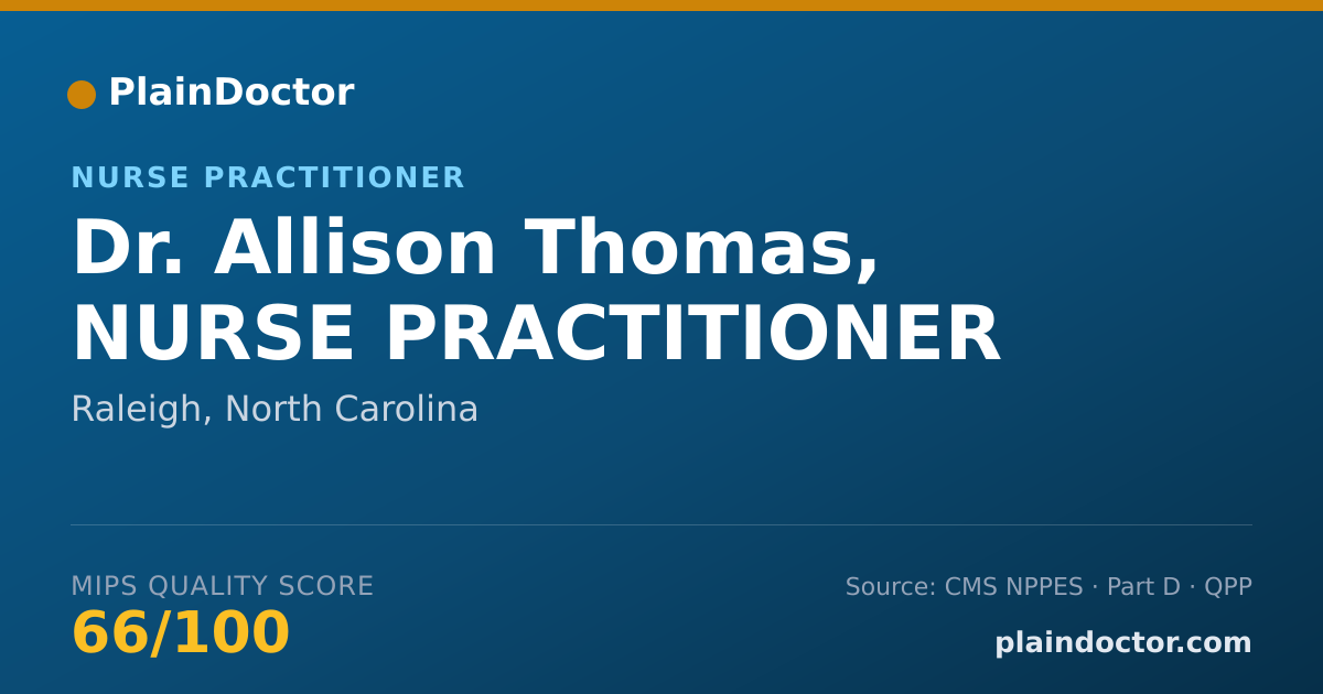 Shareable card for Allison Thomas, NURSE PRACTITIONER - Nurse Practitioner, Raleigh, NC