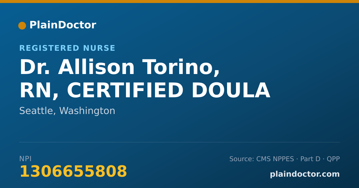 Shareable card for Allison Torino, RN, CERTIFIED DOULA - Registered Nurse, Seattle, WA