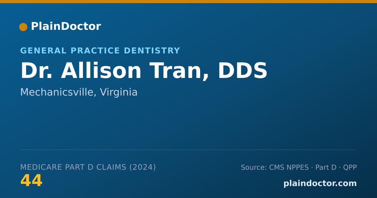 Shareable card for Allison Tran, DDS - General Practice Dentistry, Mechanicsville, VA