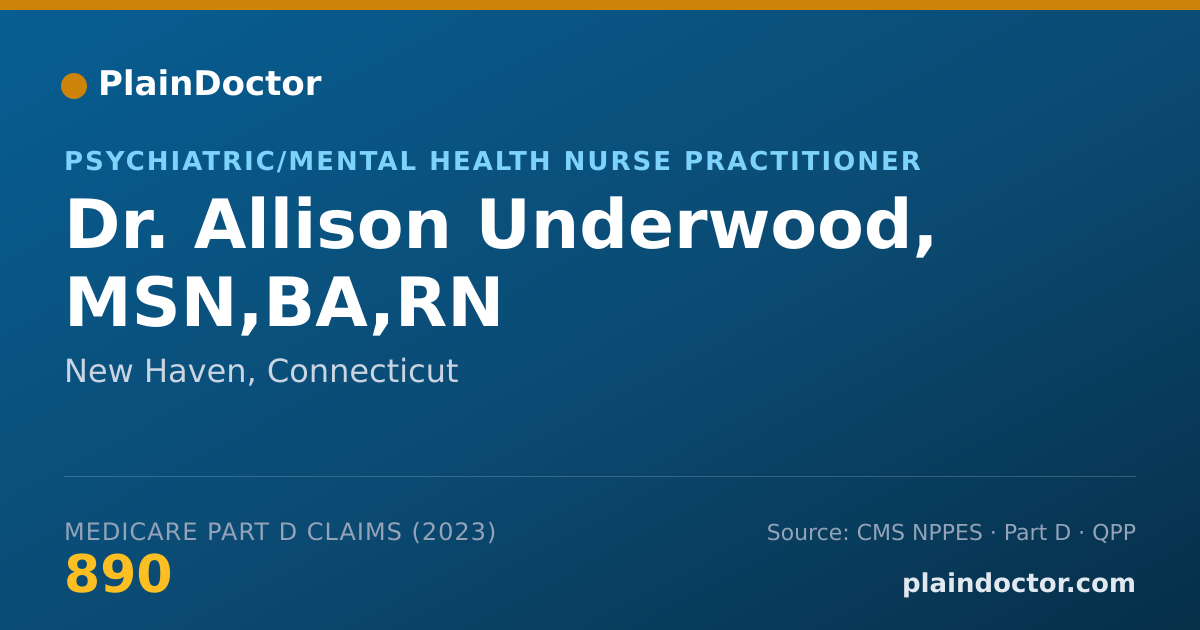 Shareable card for Allison Underwood, MSN,BA,RN - Psychiatric/Mental Health Nurse Practitioner, New Haven, CT