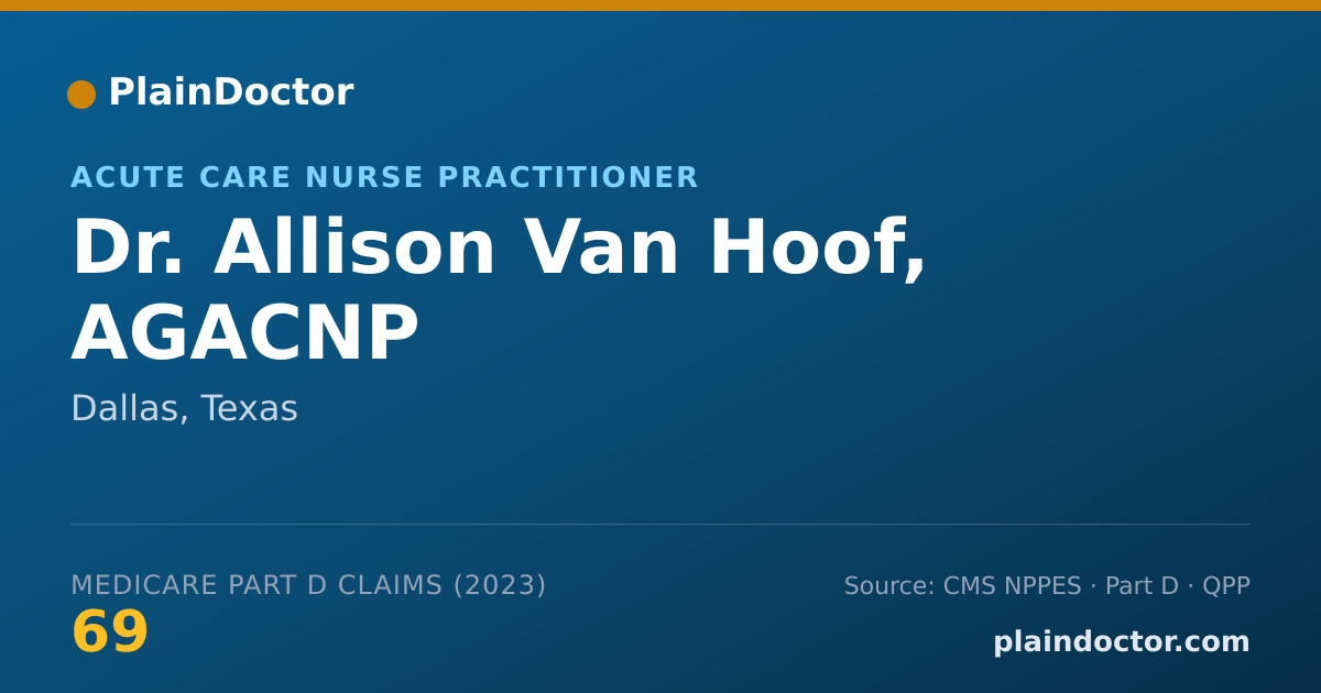 Shareable card for Allison Van Hoof, AGACNP - Acute Care Nurse Practitioner, Dallas, TX