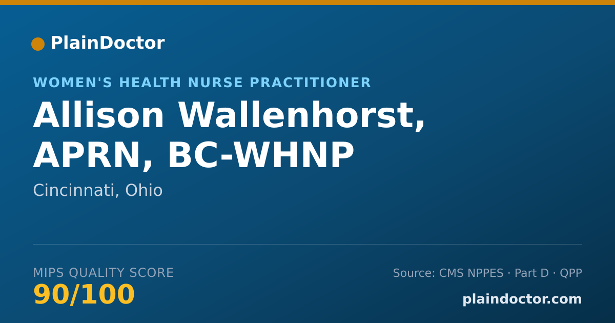 Shareable card for Allison Wallenhorst, APRN, BC-WHNP - Women's Health Nurse Practitioner, Cincinnati, OH