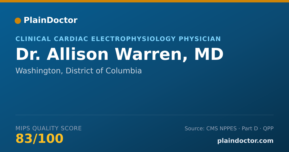Shareable card for Allison Warren, MD - Clinical Cardiac Electrophysiology Physician, Washington, DC