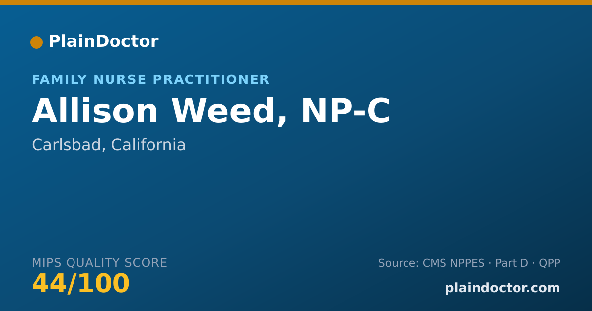 Shareable card for Allison Weed, NP-C - Family Nurse Practitioner, Carlsbad, CA