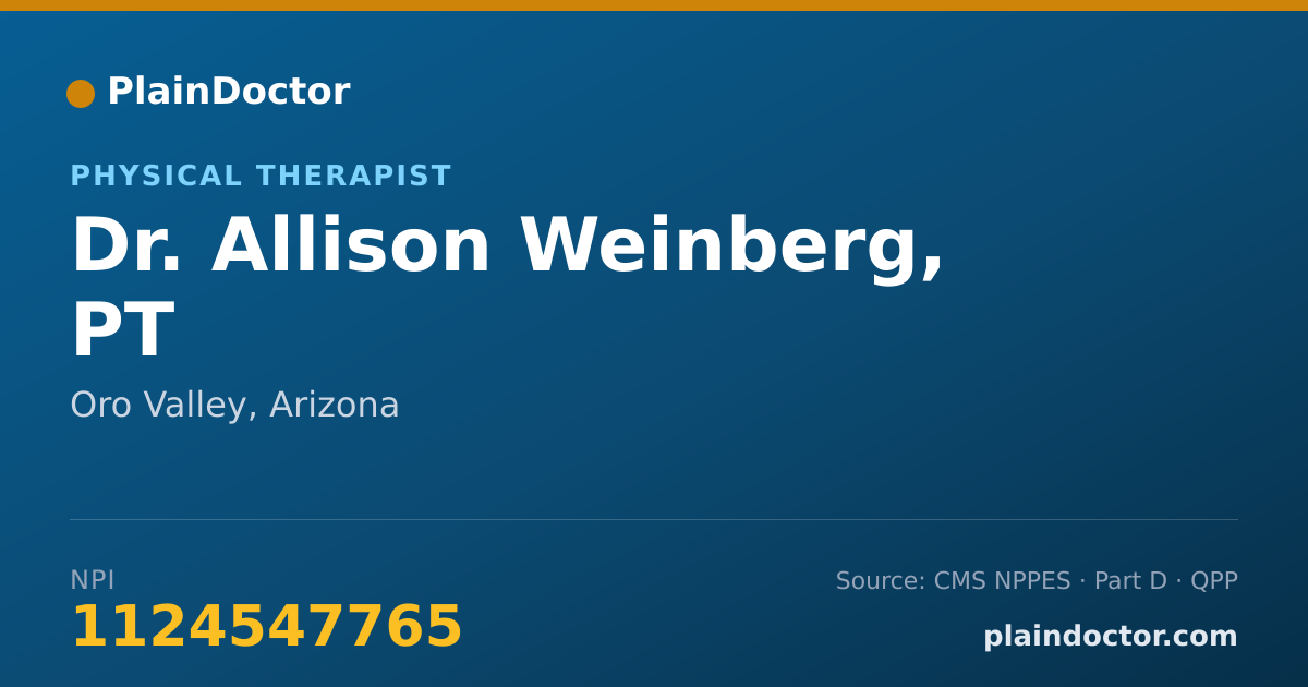 Shareable card for Allison Weinberg, PT - Physical Therapist, Oro Valley, AZ